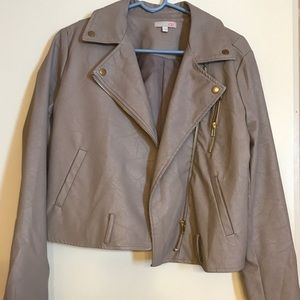 Beige fake leather jacket